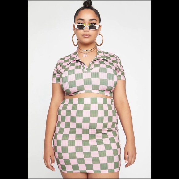 Dolls kill X New girl Order Ribbed Checkerboard Mini Skirt NWT Sizes 2X & 3X - Picture 11 of 12